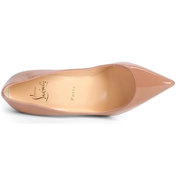 NWOT Christian Lounoutins PigalleFollies 100 Patent Nude Pumps - Picture 5 of 17